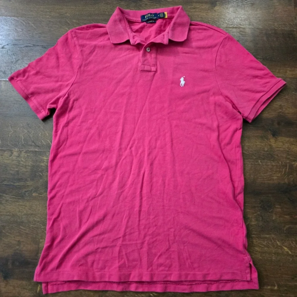 Polo Ralph Lauren Mens Classic Fit Pink Cotton Pique Short Sleeve Polo Shirt M